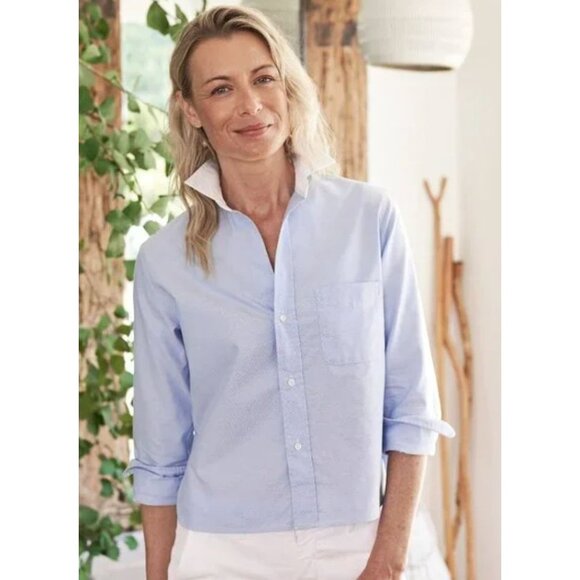 Frank & Eileen Tops - Frank & Eileen The Silvio Untuckable Shirt in Blue/White-sz Large